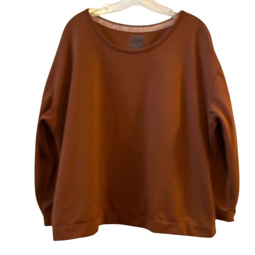 Muk Luks Women's Plus 1X Crewneck Sweatshirt Brown Long Sleeve‎ Casual